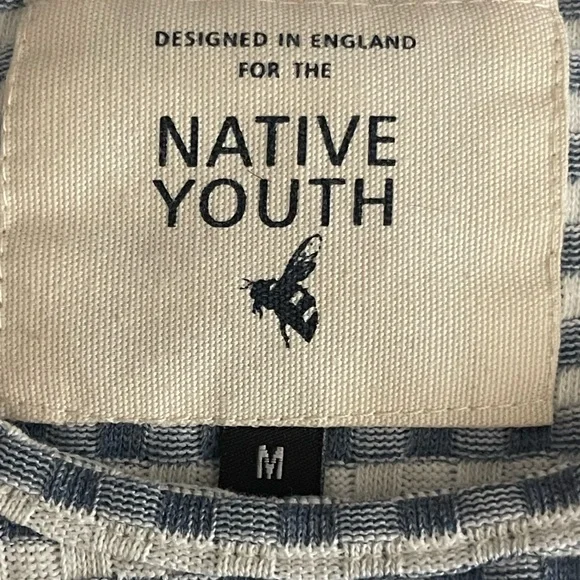 Native Youth Blue/White Gingham Unisex T Shirt M - Picture 6 of 9
